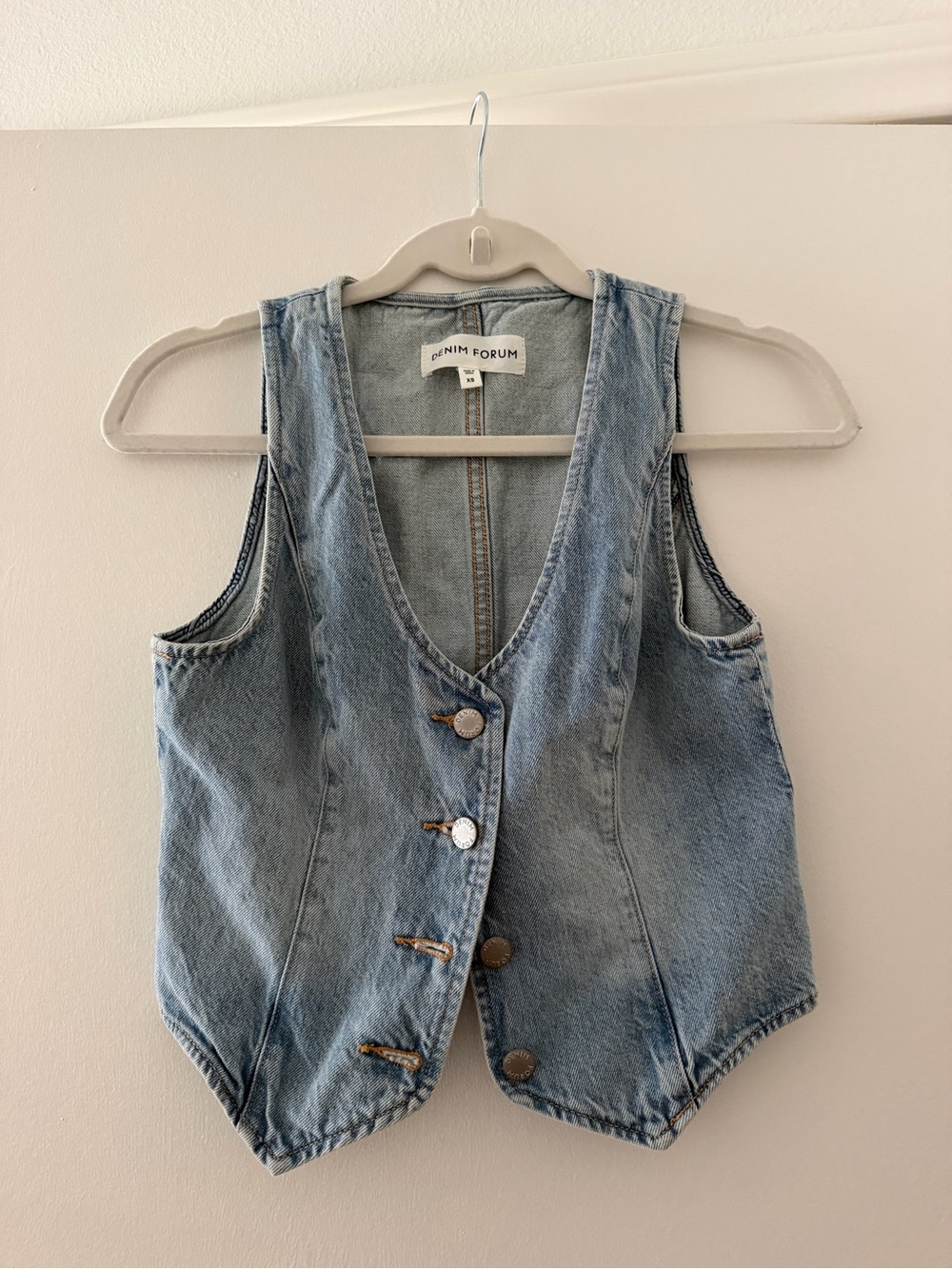Denim Forum Light Blue Denim Vest - Button Front
